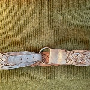 Silver leather woven belt, size S by The Limited